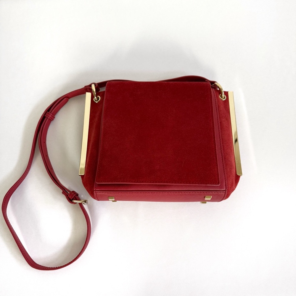 White House Black Market Leather Suede Crossbody Purse - Picture 2 of 14